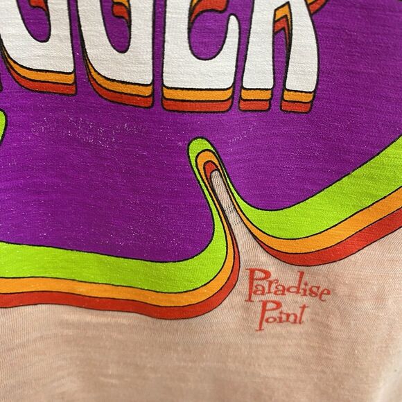 Paradise Point Love Bigger Orange Coral Four Leaf Clover Racerback Tank Top Sm - Picture 4 of 8